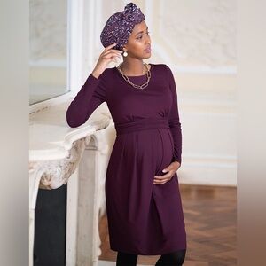 Seraphine Burgundy Maternity and Nursing Dress